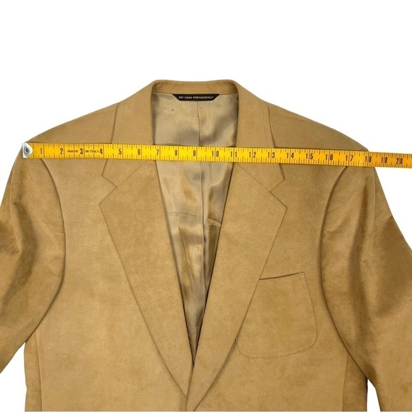 Vintage Neiman Marcus Men's Suede 2 Button Blazer Tan Size 42 - Picture 7 of 11